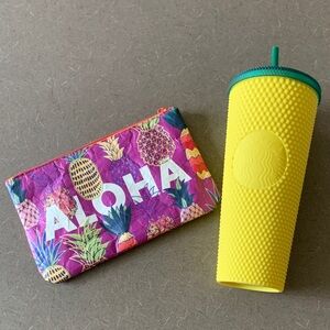 Starbucks Hawaii Pineapple Tumbler and Aloha Print Pouch